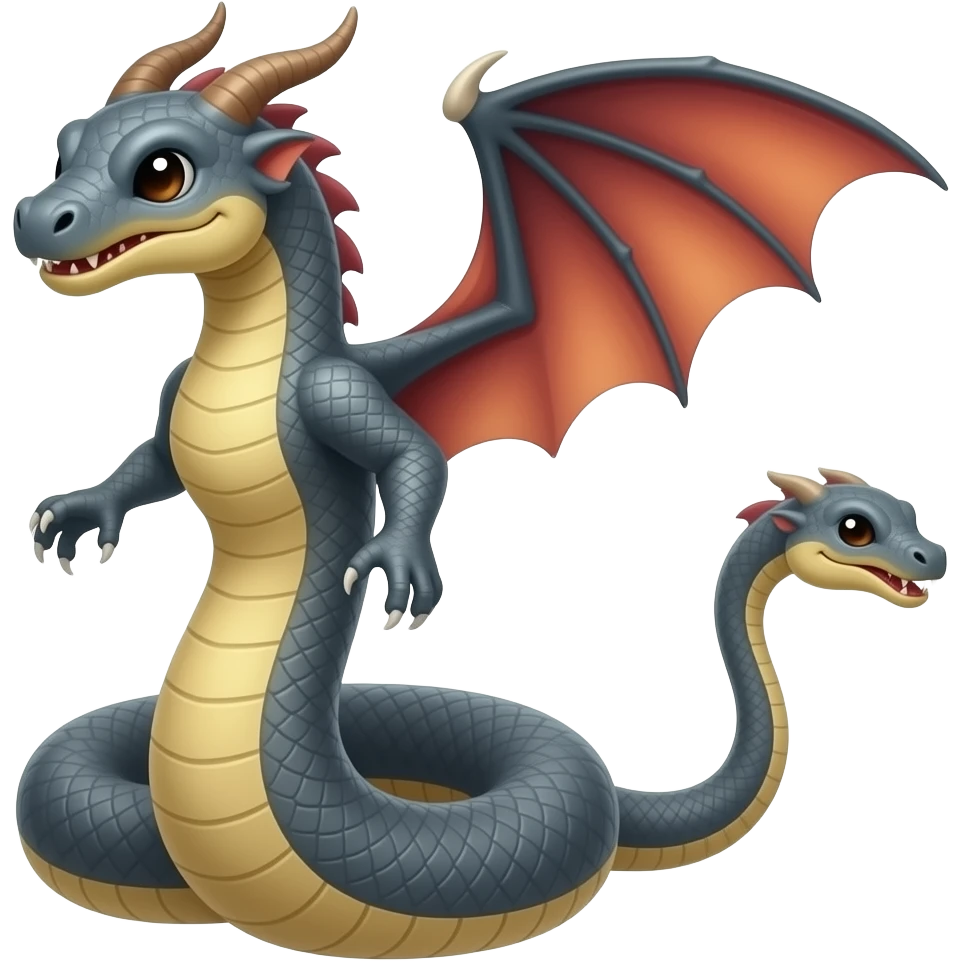 serpent with a head, dragon wings and arms and another head in the tail emoji