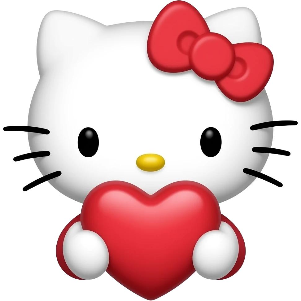 Hello kitty with heart cute emoji