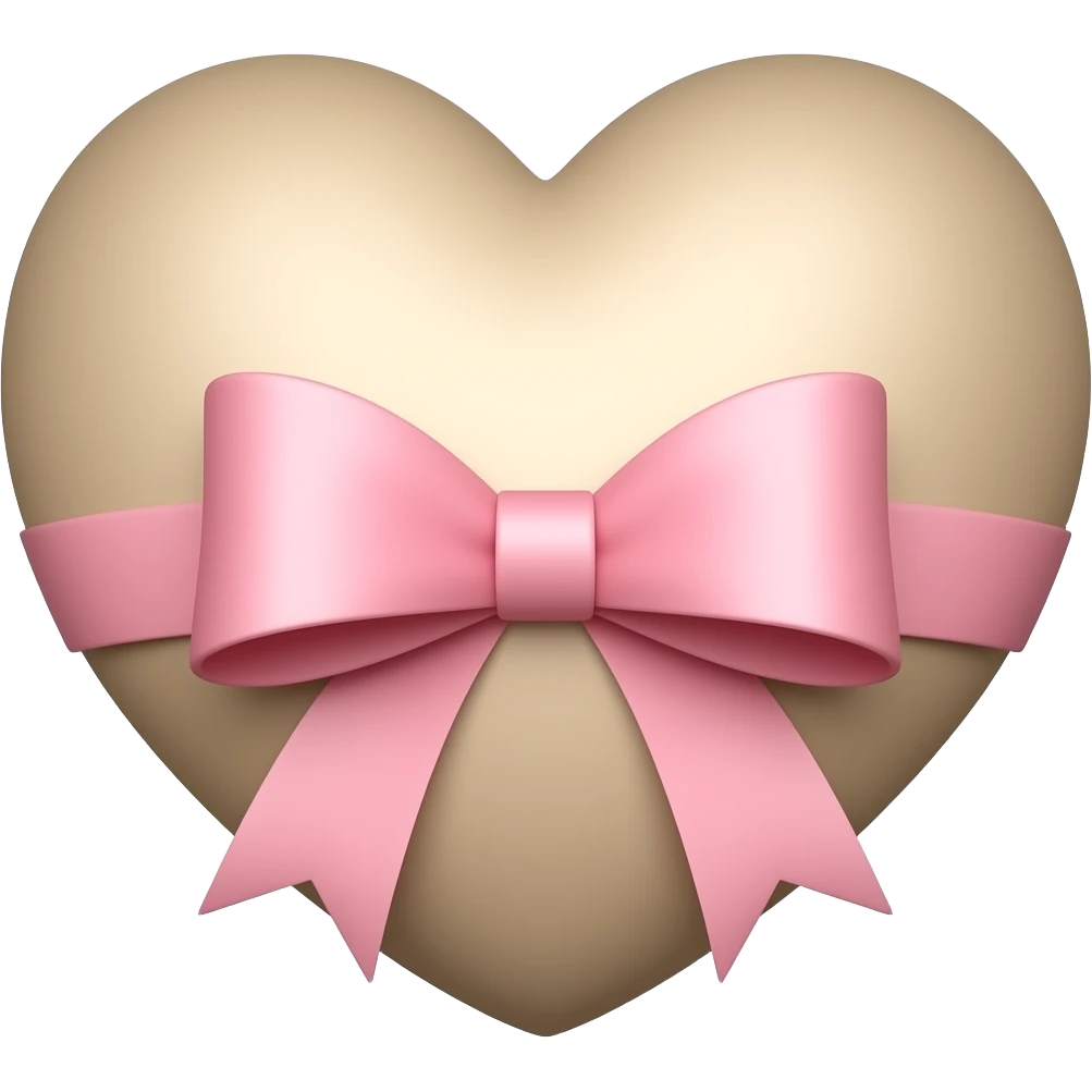 Beige heart with a pink ribbon bows emoji