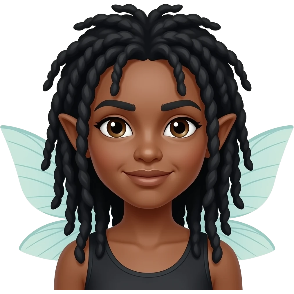 black haired fairy with dreadlocks emoji