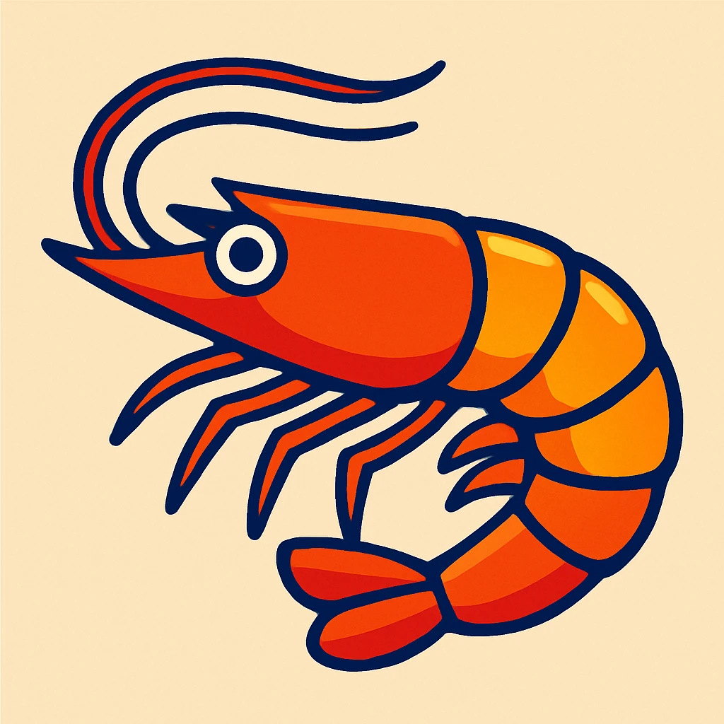 shrimp, vibrant toon style emoji