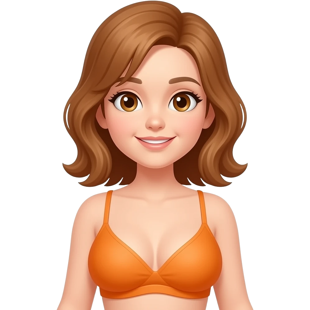 A girl chest without bra and has big spony orane emoji