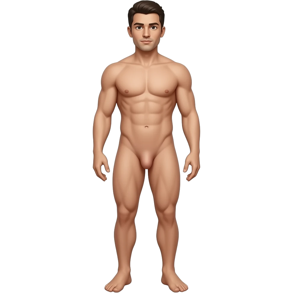 Full body man no clothes with genitalia emoji