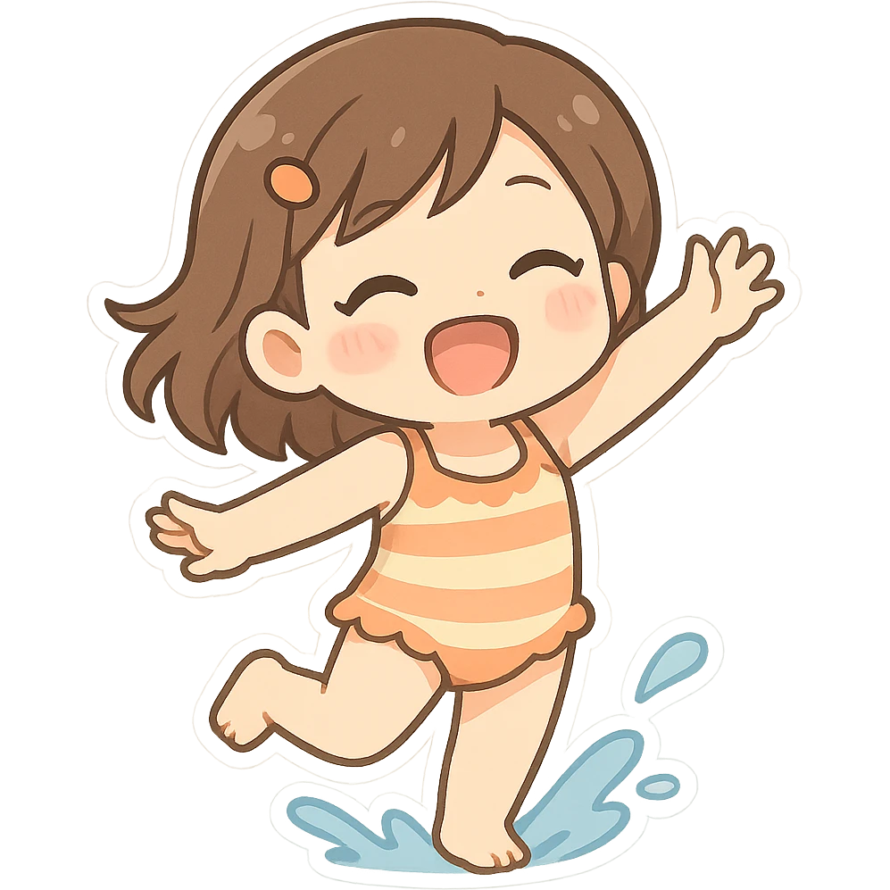 一个女孩穿着可爱的泳衣玩耍 emoji