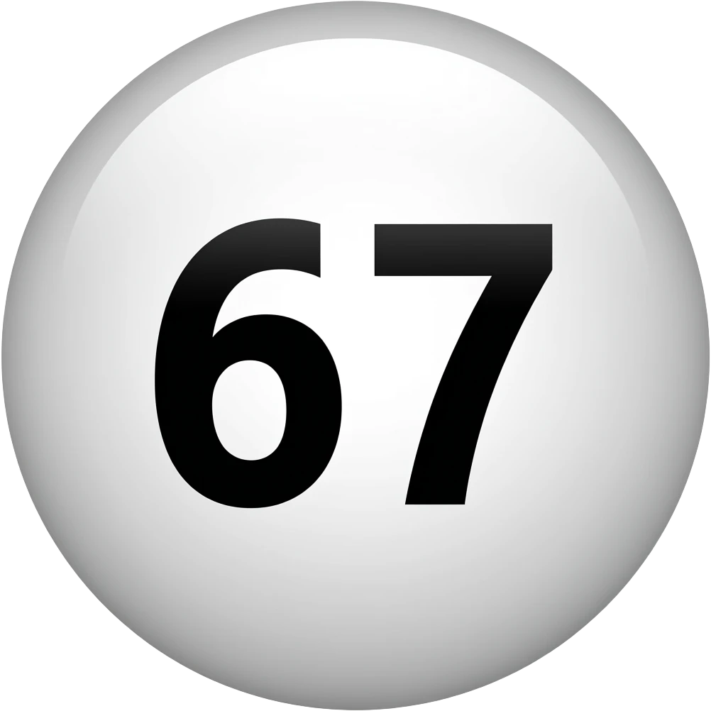 A emoji written 67 on it only 67 no face emoji