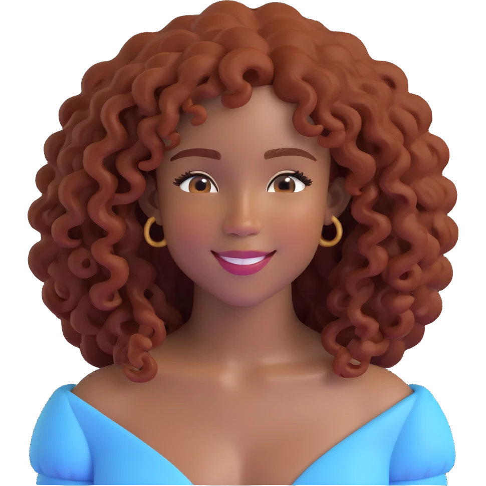 SZA as a 3D Disney/Pixar-style character, digital illustration, cartoon-style portrait, with curly hair, glowing skin, and a gentle smile, colorful background emoji