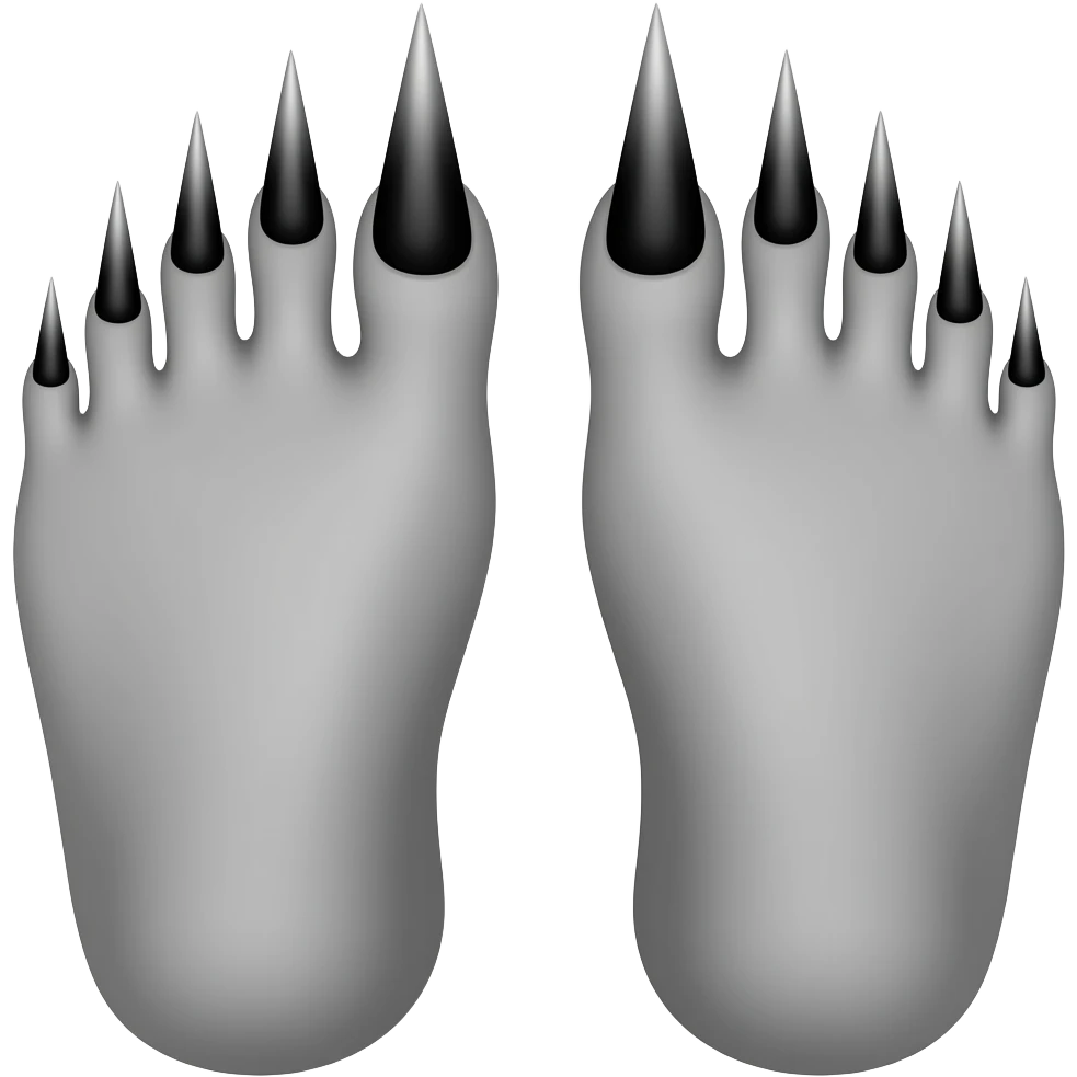Gray feet with long black toenails emoji