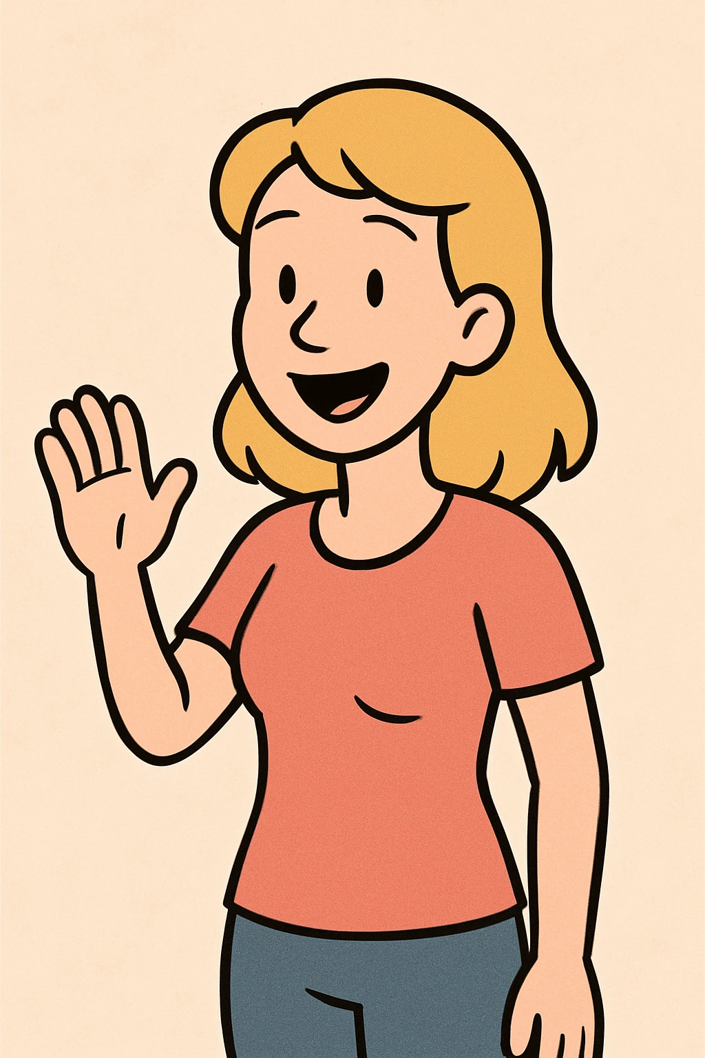 faceless young woman, cheerful and welcoming, smooth silhouette, minimalistic style, simple flat toon illustration emoji