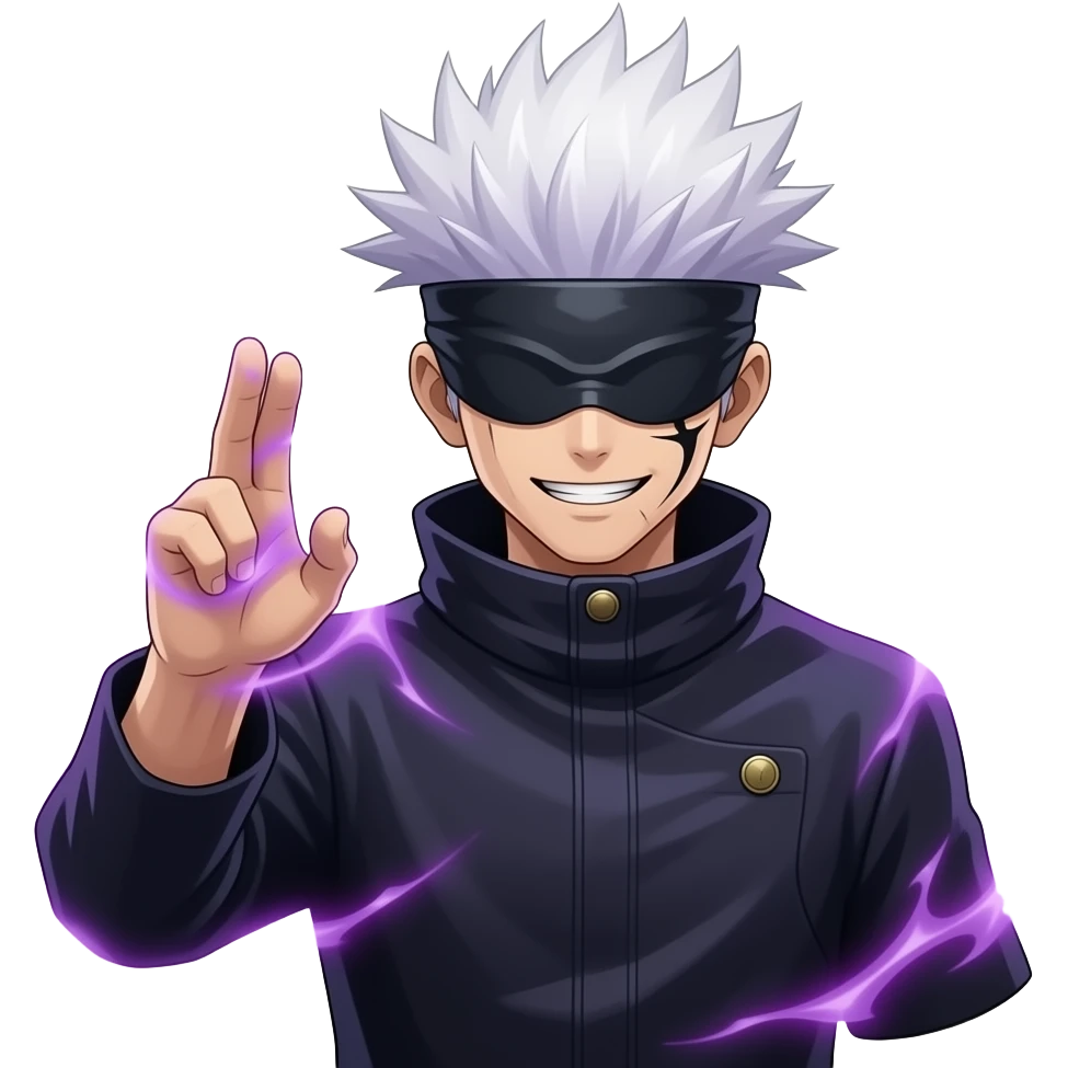 Gojo saturo doing the hollow purple emoji