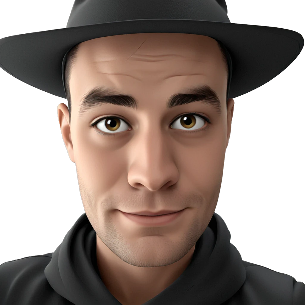 smiling boy in black hat emoji