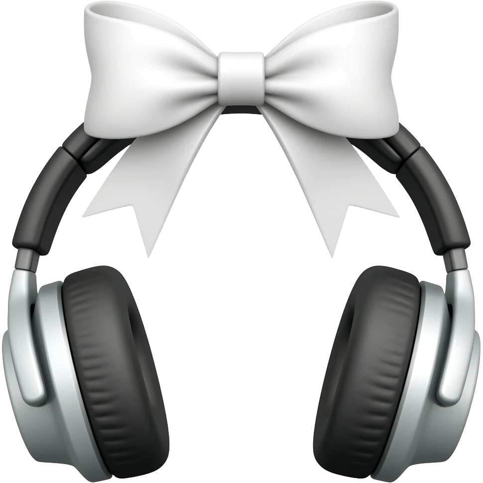 Fone de ouvido com laço branco emoji