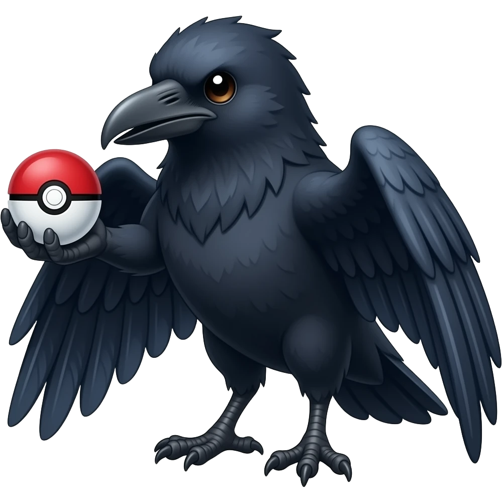 Raven holding pokeball in wing emoji