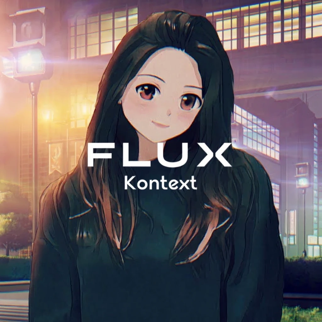 make a image with logo of  text "FLUX Kontext" emoji