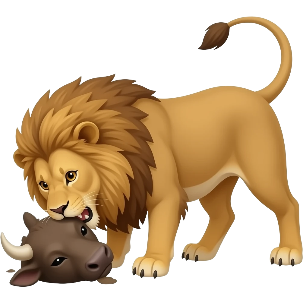 lion eating cow emoji