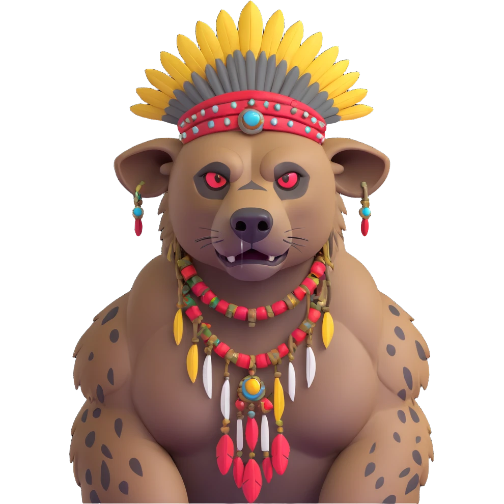 A native strong buff hyena with war bonnet  emoji