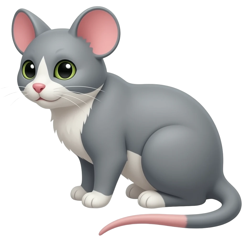 solid grey cat with mouse emoji
