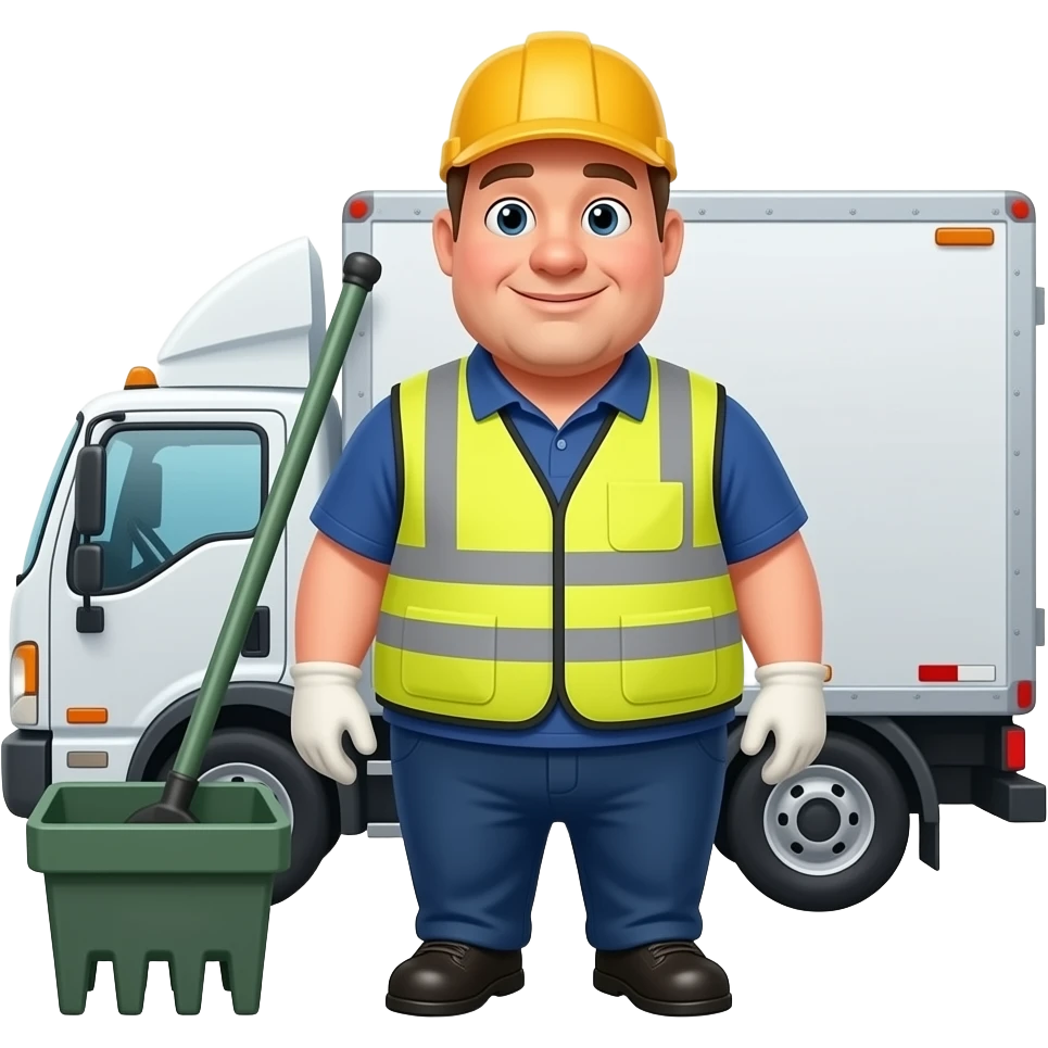 fat garbage collector behind a truck emoji