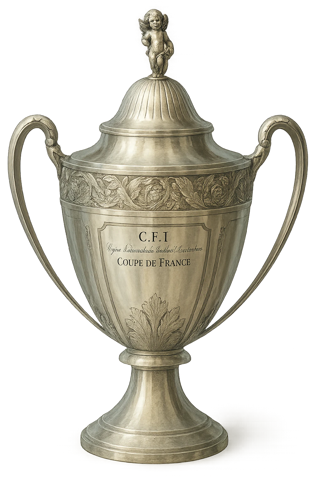 Фотореалистичный и изометричный Coupe de France, объемный чуть слегка рисованный стиль, прозрачный фон emoji