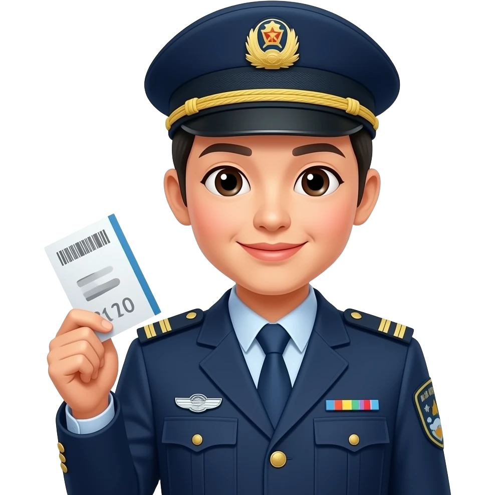 chinese woman train inspector holding ticket emoji