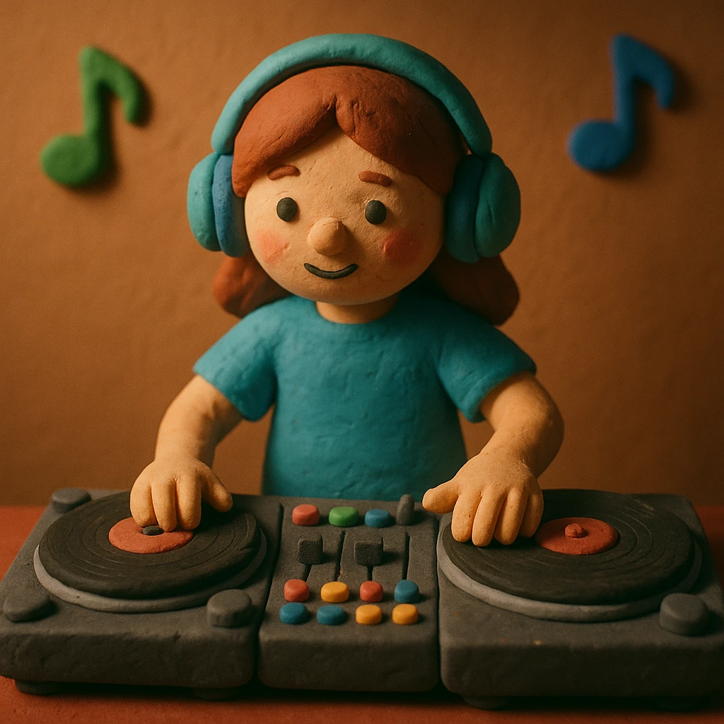 girl playing DJ set emoji