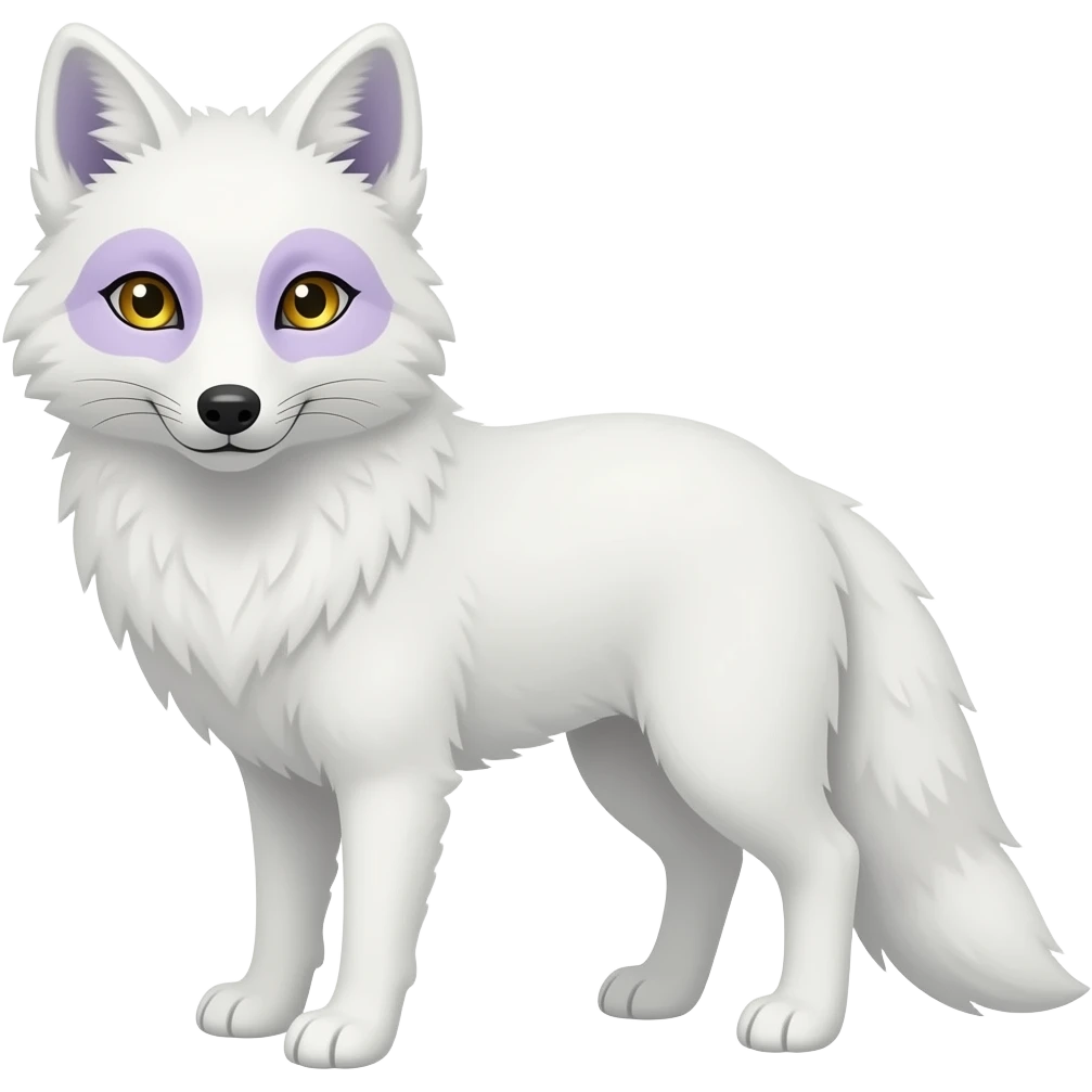 White albino Arctic Fox purple facial face marking and golden eyes emoji