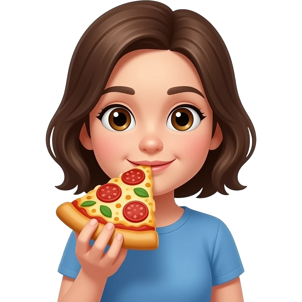 A girl is eating pizza emoji