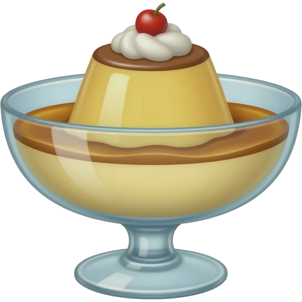 realistic -- pudding a la mode in elongated glass parfait dish emoji