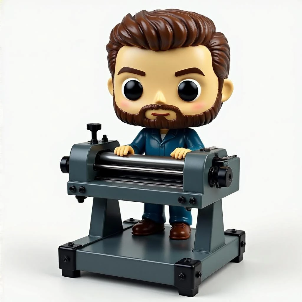 Печатный станок в стиле и с текстурами Bobblehead, прозрачный фон emoji