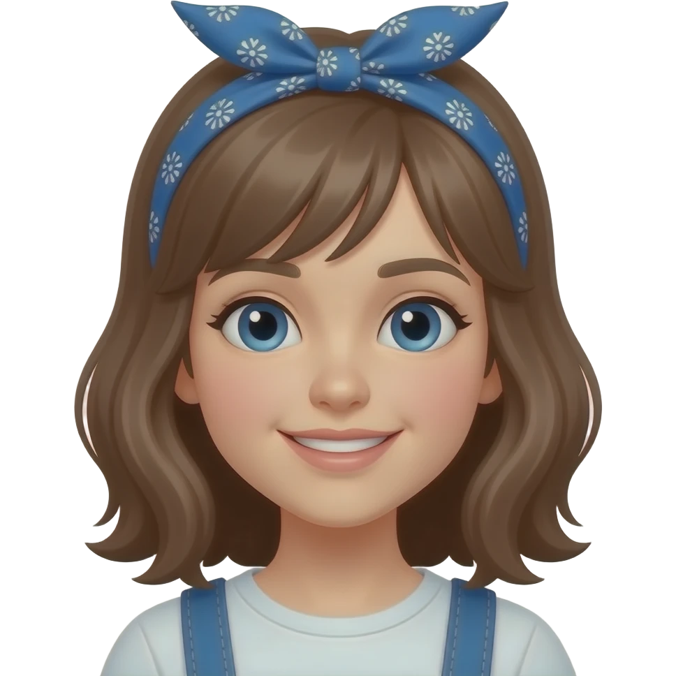 GIRL WEARING A BLUE BANDANA AROUND HER HEAD emoji