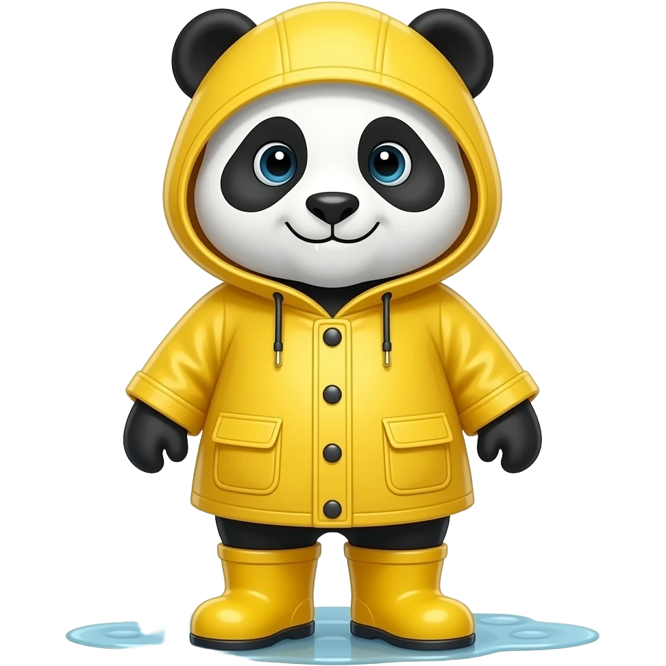 Panda with rain boots and rain coats emoji