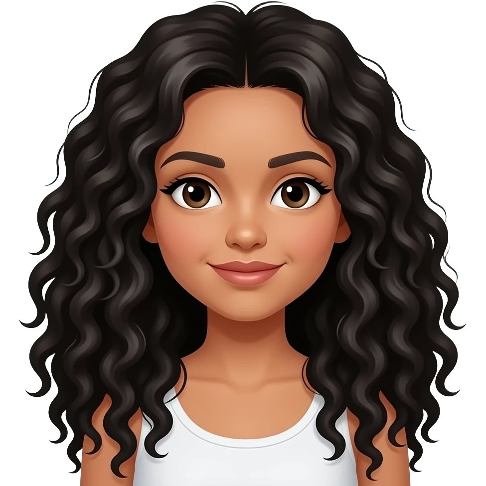 A white woman with long curly black hair. emoji