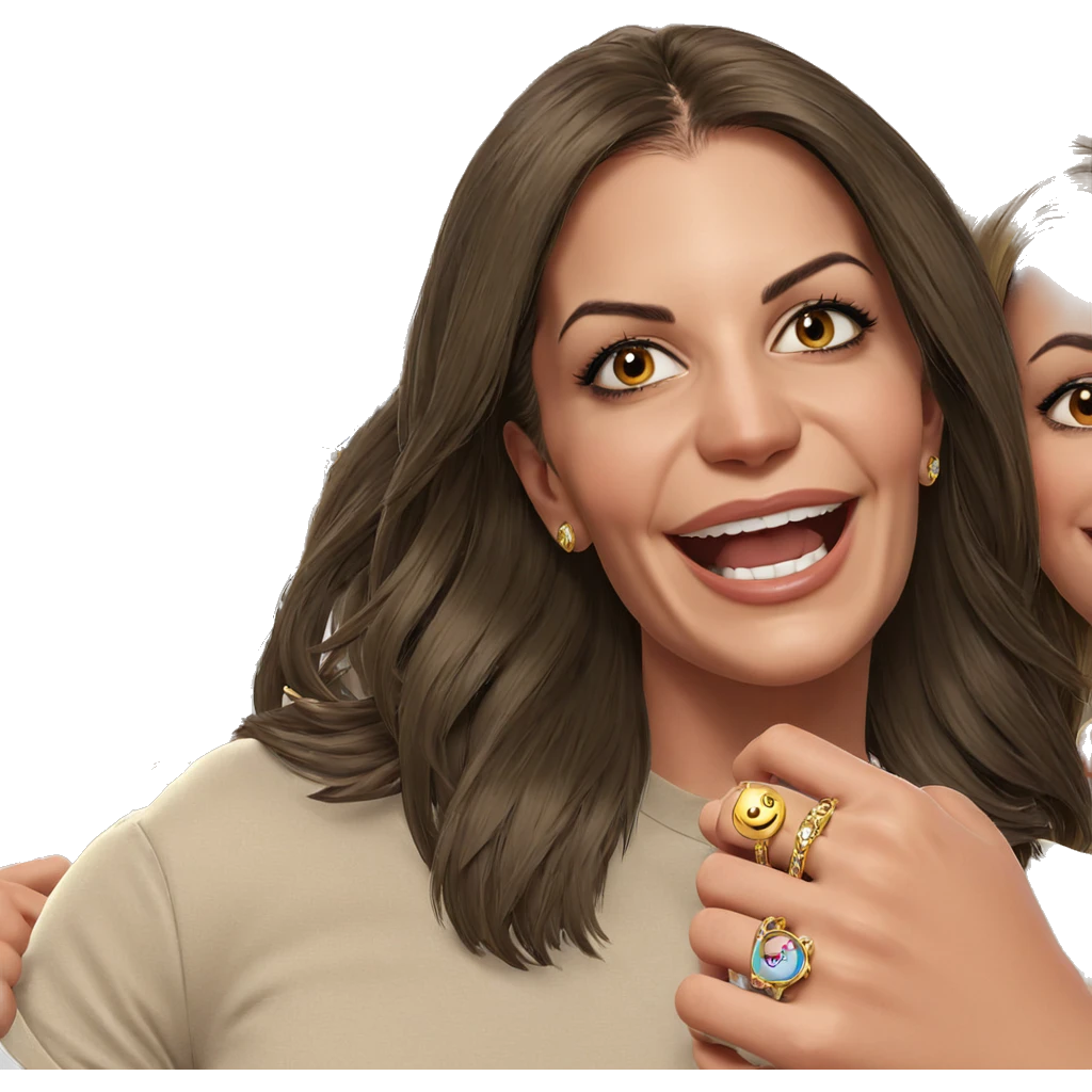 smiling girls with jewelry emoji
