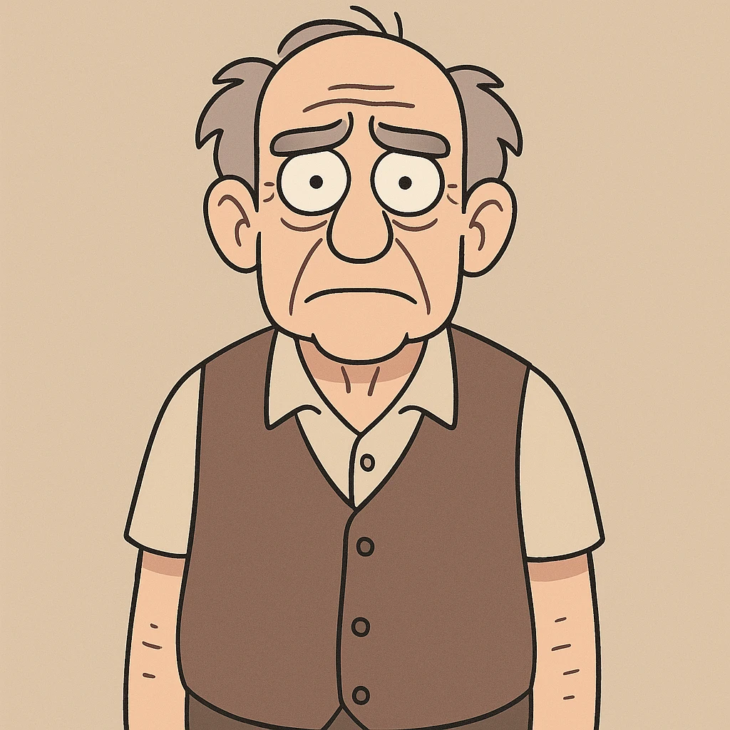 a old man in vest, front view emoji