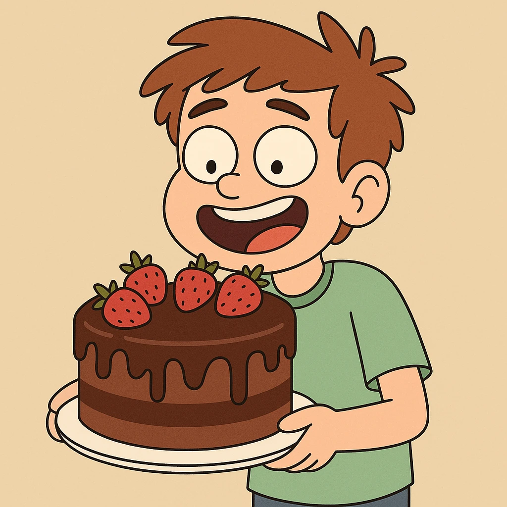 The chocolate strawberry cake a boy  emoji
