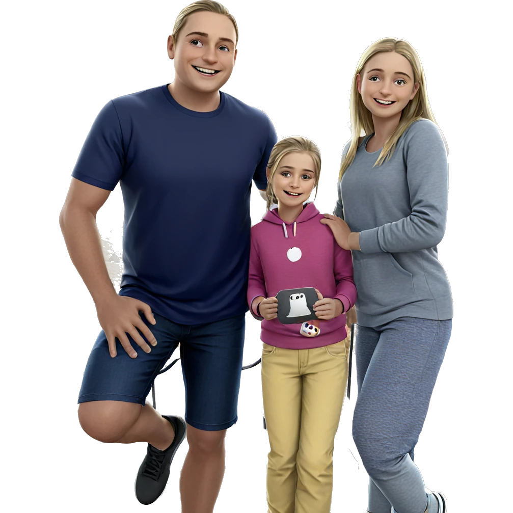 smiling girl with outdoor family emoji