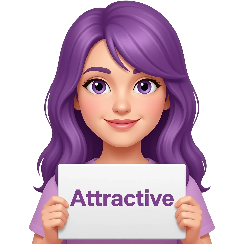 girl with long purple hair with a attractive sign emoji