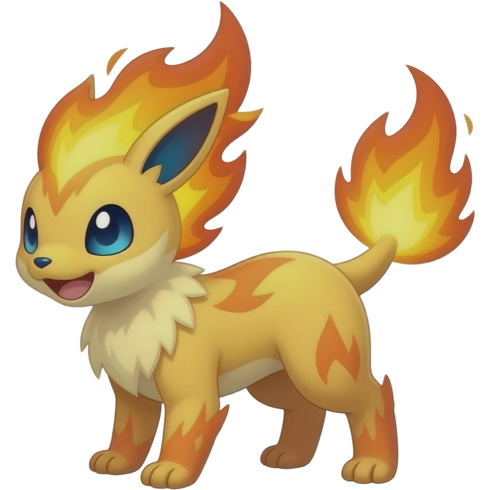 Elemental fire-flying-type magical colorful exotic animesque Pokémon-Fakémon emoji