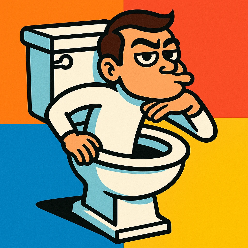Skibidi Toilet character doing the Mewing pose, humorous, cartoon style emoji