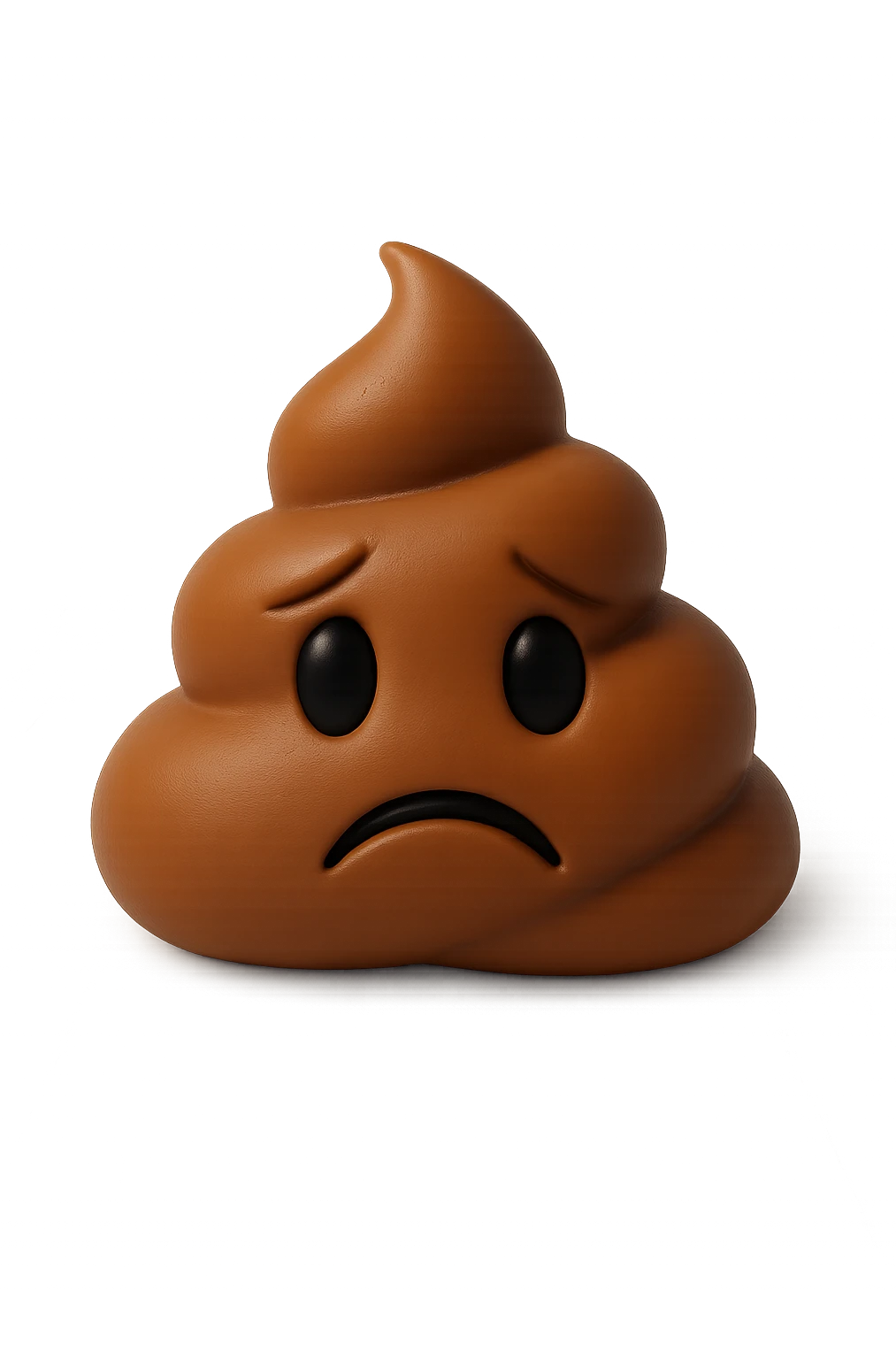 EMOJI STILE IPHONE 3D DI UNA MONTAGNETTA DI FECI A PALLINE CON ESPRESSIONE TRISTE, IPERREALISTICO 4K emoji
