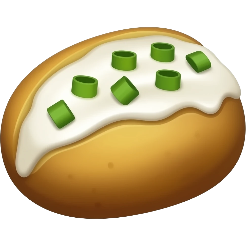 baked potatoes with cream cheese and green onion emoji