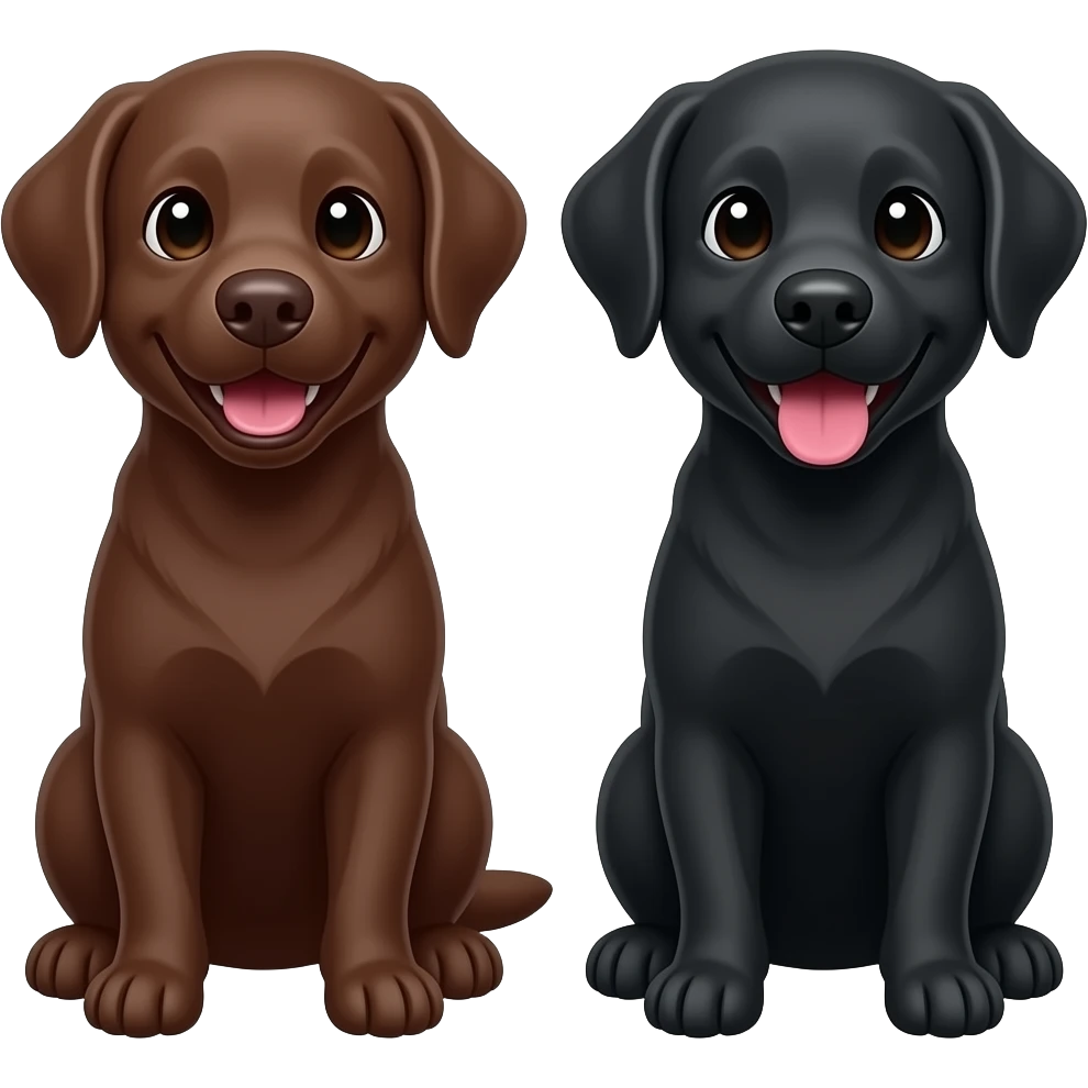 Smiling Chocolate Labrador and smiling black Labrador emoji