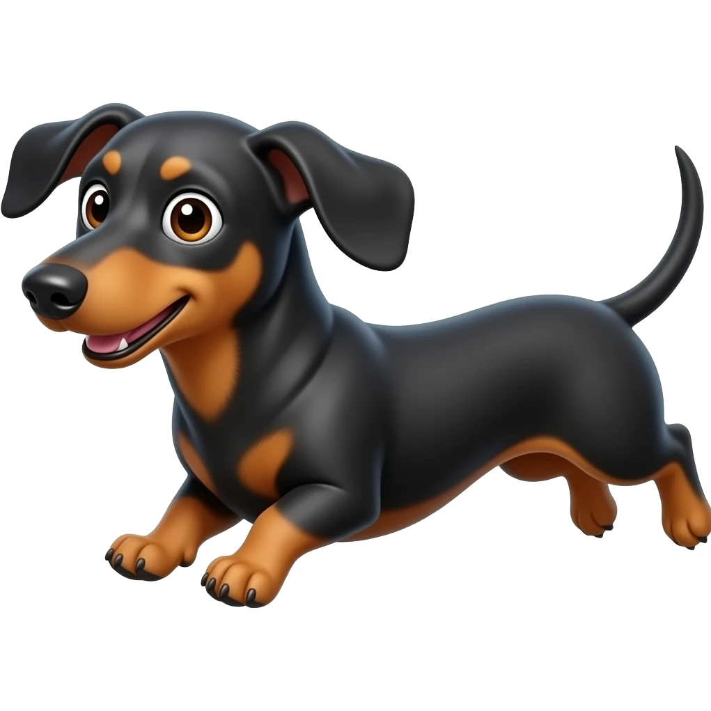 whimsical running dachshund wide eyes full body emoji