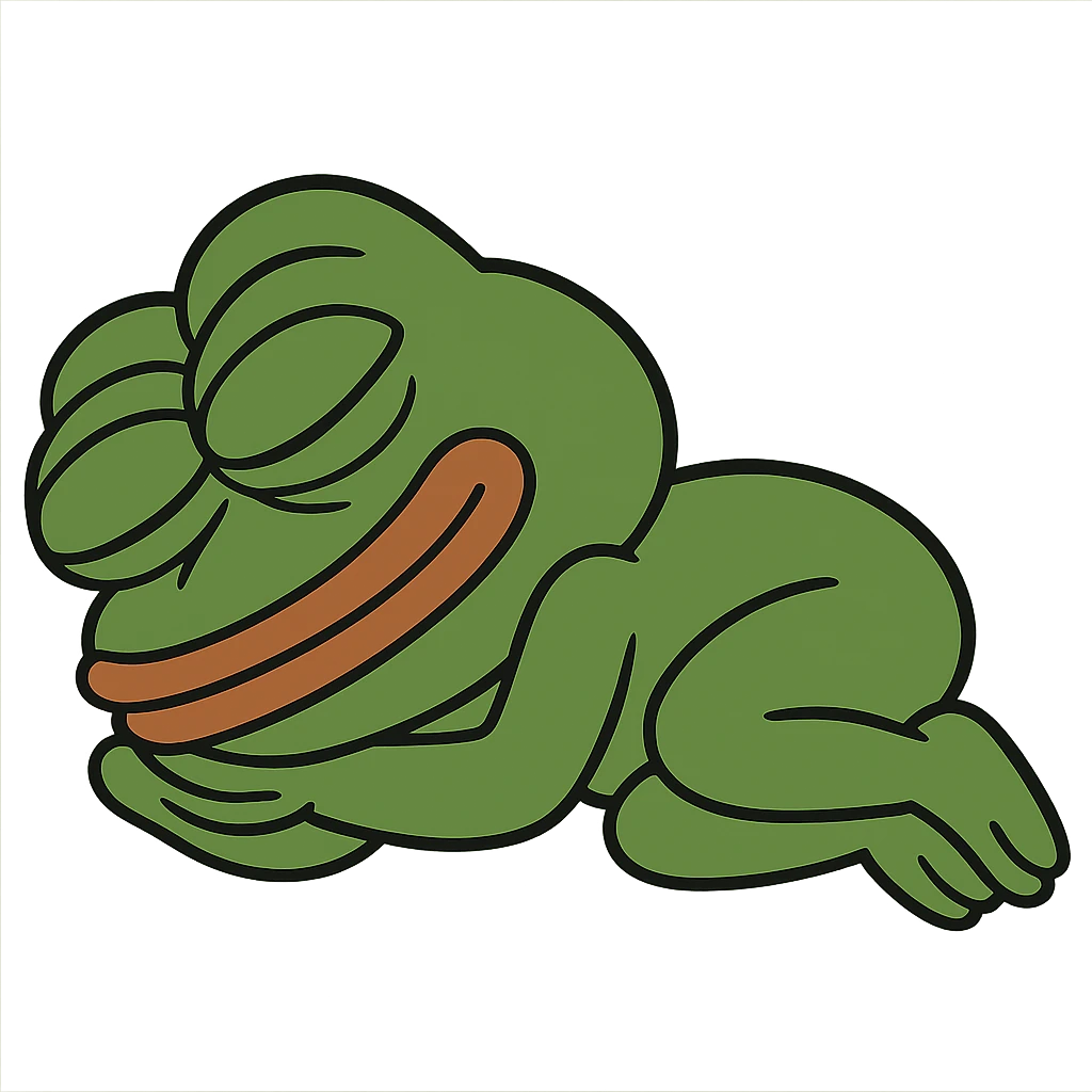 create a pepe sleeping, white background emoji