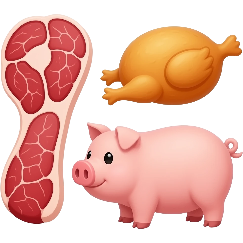 vector flat beef chicken pork put together emoji