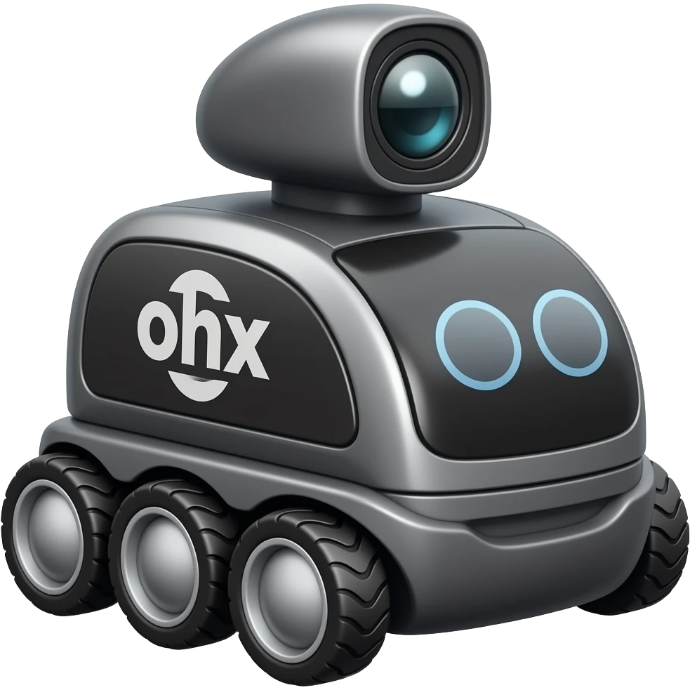 6 wheeled black with camera delivery robot emoji
