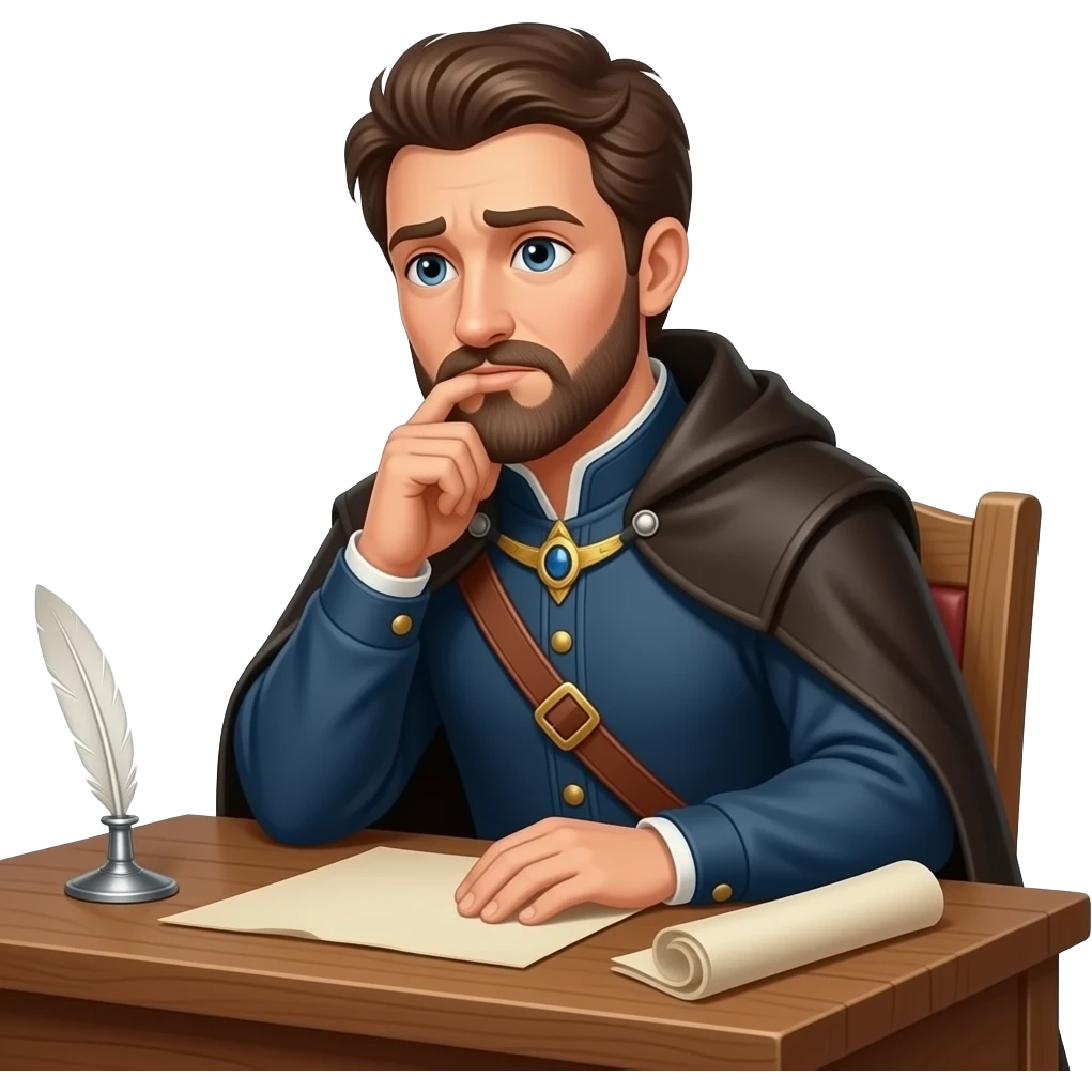 Man, middle ages, thinking hard emoji