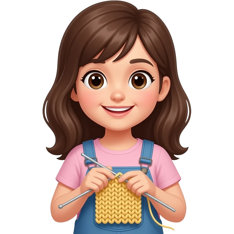 menina fazendo crochê estilo memoji emoji