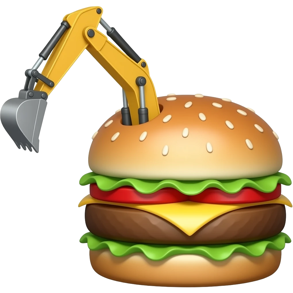 excavator burger emoji