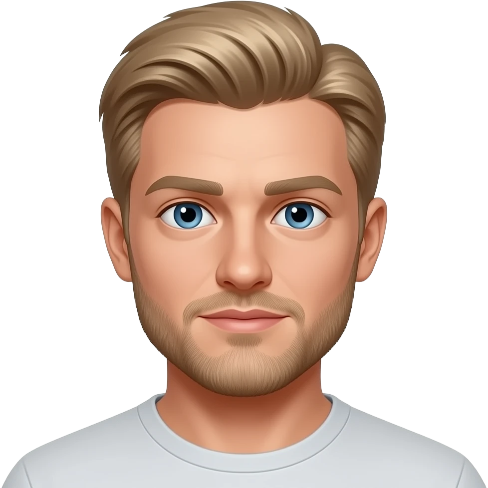 My boyfriend is norwegian. He is blond with a touch of dark over it. He has a kind of round but markedly face. He has a boys nose. He has crystal BLUE eyes. He has a trimmed beard. Not long but you can see the beard. emoji