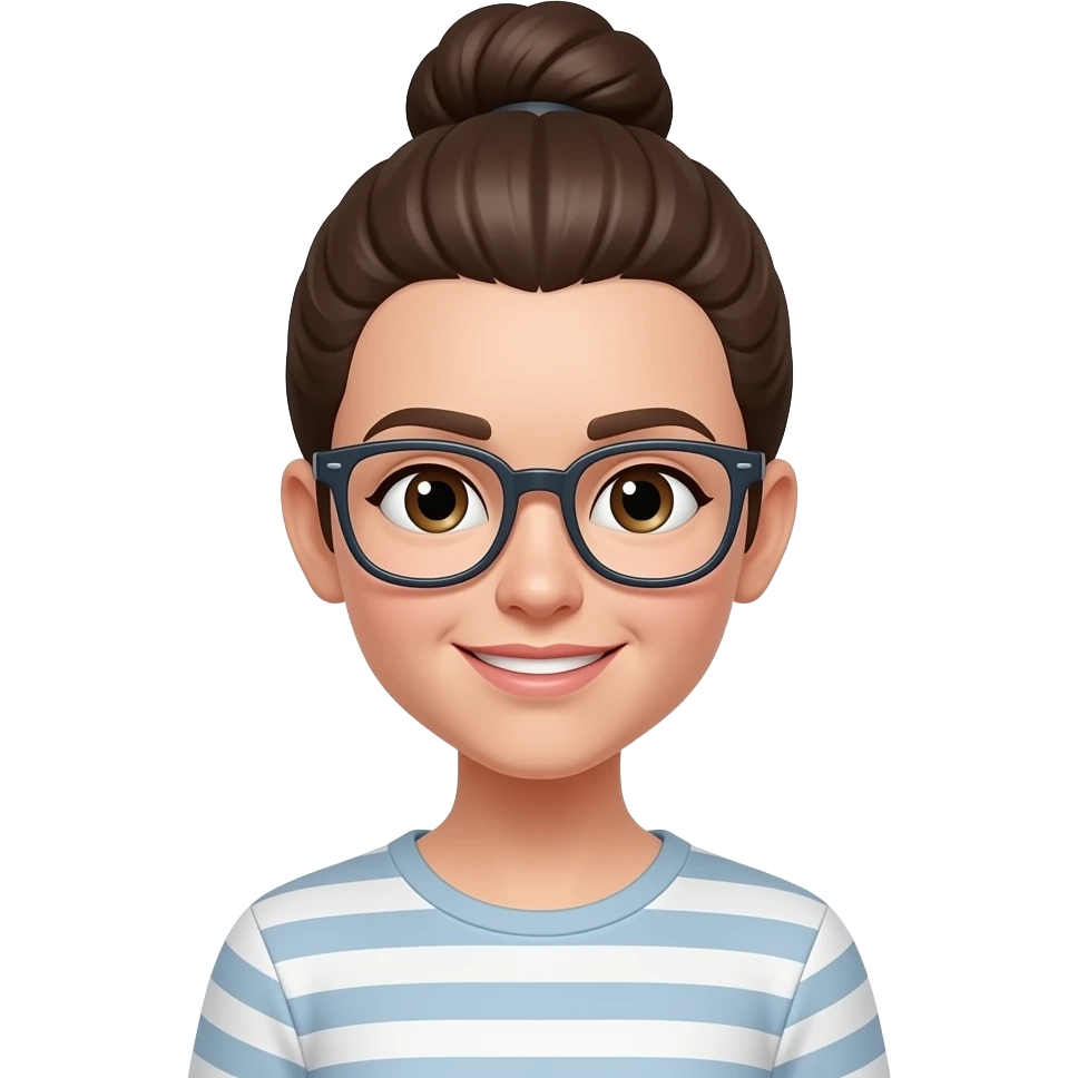 girl with bun and glasses emoji